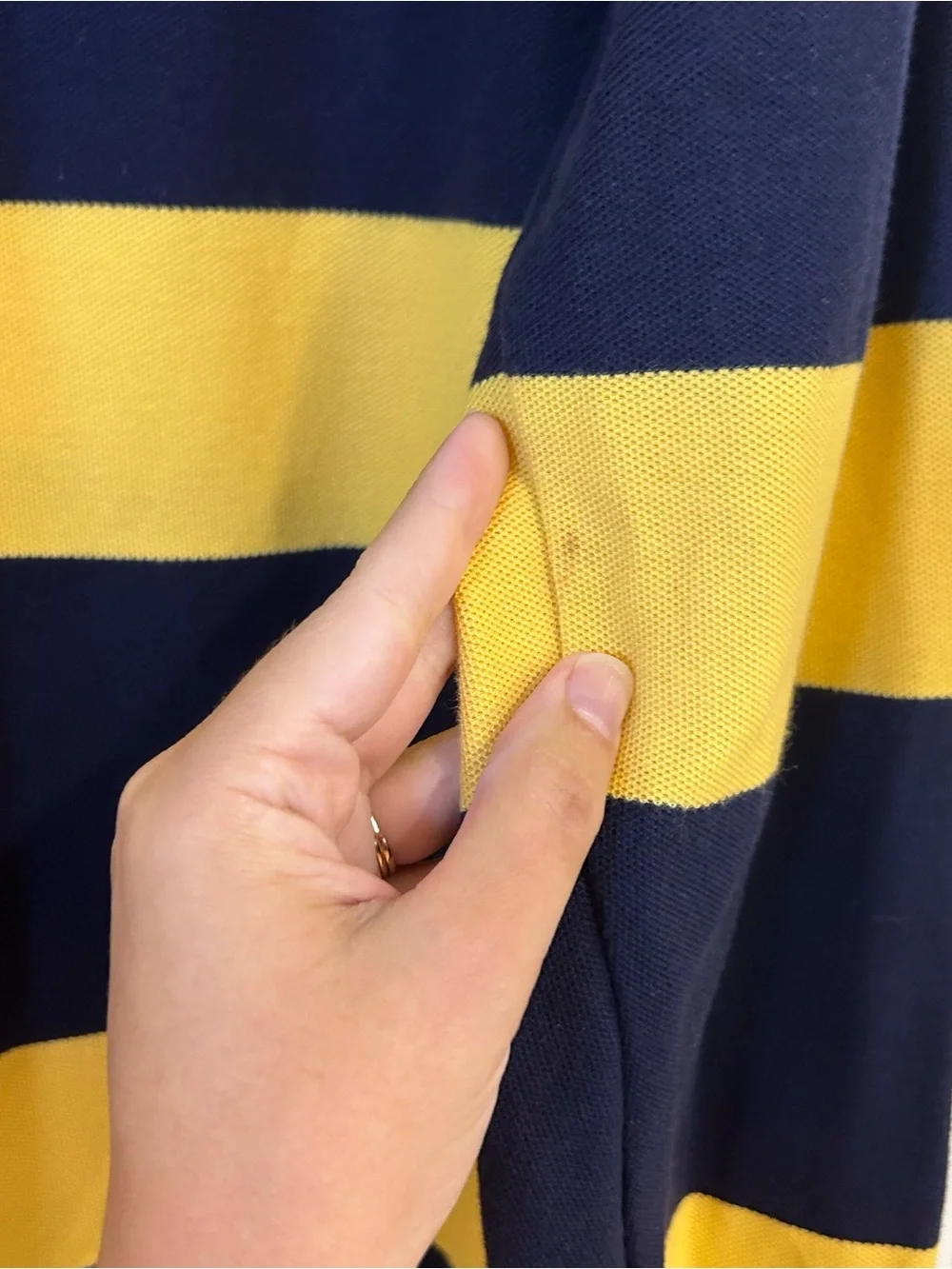 Ralph Lauren Men’s Striped Rugby Polo in Navy & Yellow Preppy Sz Large